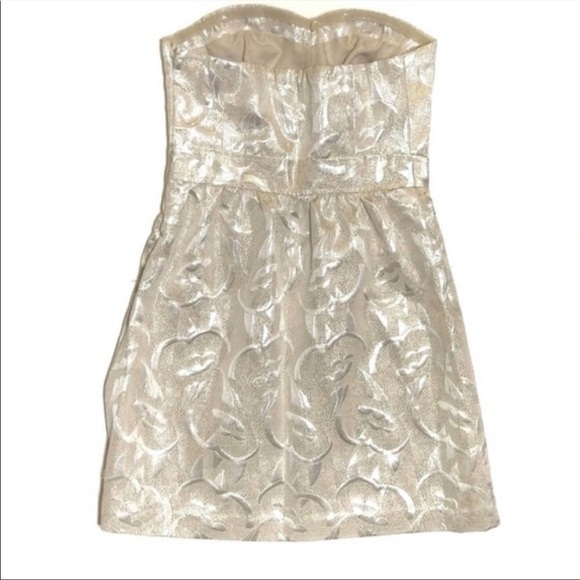 American Eagle Metallic Jacquard Strapless Dress Sz 8 - Picture 3 of 7